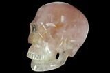 Realistic, Polished Brazilian Rose Quartz Crystal Skull #150933-1
